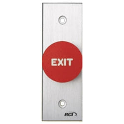 RCI Rutherford Controls 918N-MAx28 Narrow Red Exit Tamper-Resistant Maintained Mushroom Switch