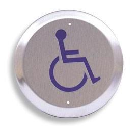 RCI Rutherford Controls 950H6-MOx32D  6" Round Pushplate with Handicap Logo, Momentary
