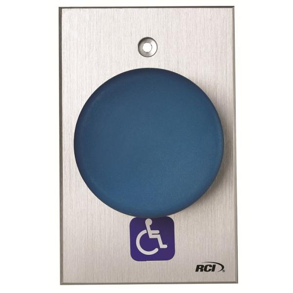 RCI Rutherford Controls 990H-MOx28 Blue Handicapped Tamper-Resistant Momentary Mushroom Switch