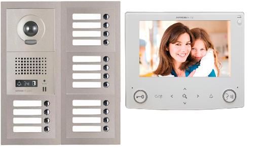 Aiphone GT-16V7 16 Apartment Multi Tenant 7" Video Intercom System Set ...