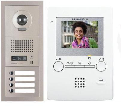 Aiphone GT-4V3 4 Apartment Multi Tenant 3.5" Video Intercom System Set, GT-1M3