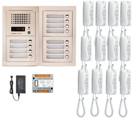 Aiphone GT-12H 12 Apartment Multi Tenant Audio Handset Intercom System Set
