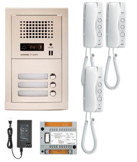 Aiphone GT-3H 3 Apartment Multi Tenant Audio Handset Intercom System Set