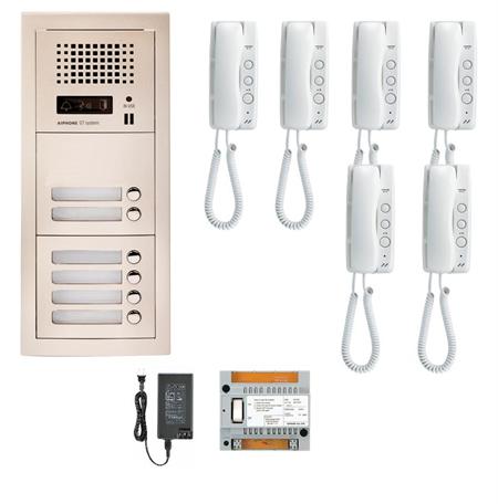 Aiphone GT-6H 6 Apartment Multi Tenant Audio Handset Intercom System Set