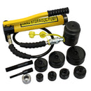 Eclipse Tools 902-545 Hydraulic Knockout Punch 15 Ton Capacity Capable of punching up to 4" Conduit  Comes with slug breaking round punches 1/2" to 2-1/2" Conduit sizes  Steel Case Hand pump unit connects to head with hose