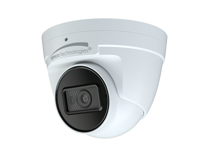 Speco O4T9 4MP H.265 IP Turret Camera with Advanced Analytics, 2.8mm lens, Included Junction Box, White Housing, NDAA