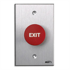 RCI Rutherford Controls 918-MAx28 Red Exit Tamper-Resistant Maintained Mushroom Switch