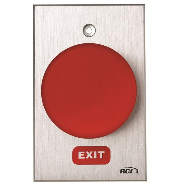 RCI Rutherford Controls 990E-MAx40 Red Exit Oversized Tamper-Resistant Maintained Mushroom Switch