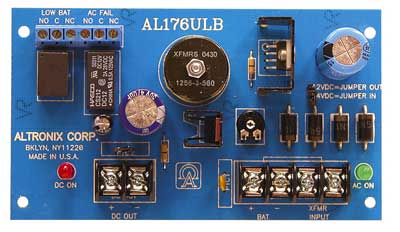 Altronix AL176ULB 2 PTC Output Power Supply/Charger Board ,AC fail & Low Battery Monitoring- 12 or 24VDC @ 1.75 amp