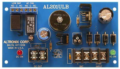 Altronix AL201ULB Power Supply/Charger Board - 12VDC @ 1.75 amp, AC & Battery Monitoring