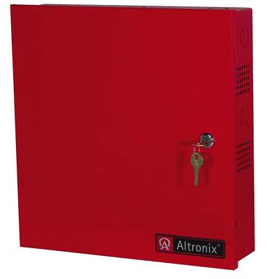 Altronix AL400ULMR 5 PTC Output Power Supply w/Fire Alarm Disconnect in Red Enclosure, 12VDC @ 4A or 24VDC @ 3A