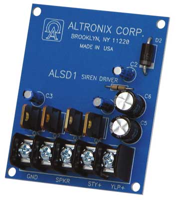 Altronix ALSD1 Siren Driver, 6/12VDC .5A-1.8A