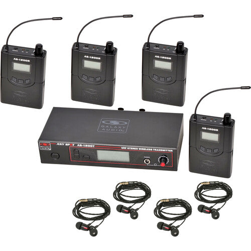 Galaxy Audio AS-1200-4N Band Pack Wireless In-Ear Monitor System with 4 Receivers & EB4 Earbuds