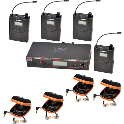 Galaxy Audio AS-1210-4P4 Band Pack Wireless In-Ear Monitor System with 4 Receivers & EB10 Earbuds (P4: 470 to 494)