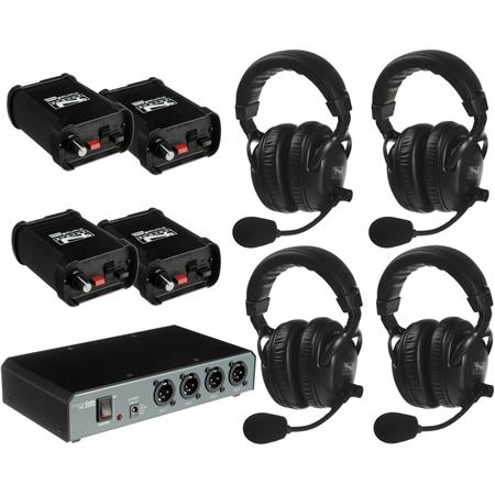 Anchor Audio COM-40FC Four Dual Headset 2-Channel Wired Intercom Package