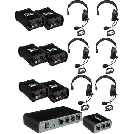 Anchor Audio COM-60FC Portacom Six Single Headset 2-Channel Wired Intercom Package