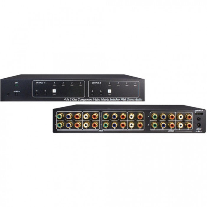 Speco COMVMSW2 4 Input 2 Output Component, Video Matrix Switcher with Stereo Audio