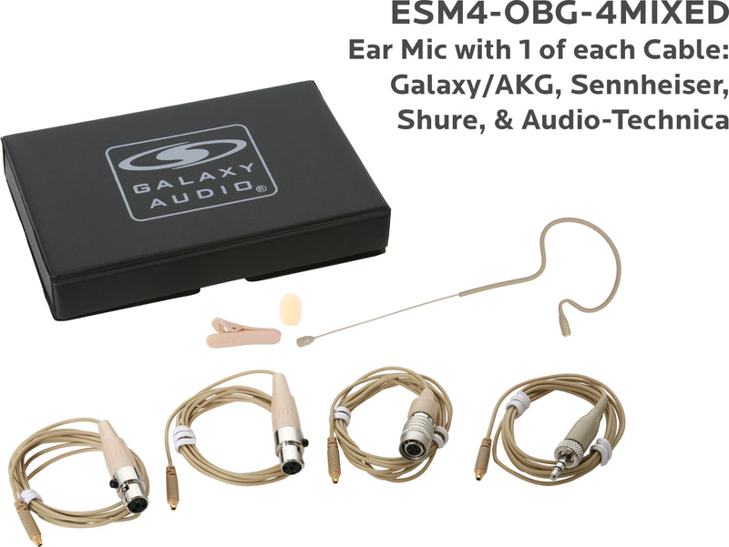 Galaxy Audio ESM4-OBG-4MIXED Earset Mic 4 Cables-Mixed