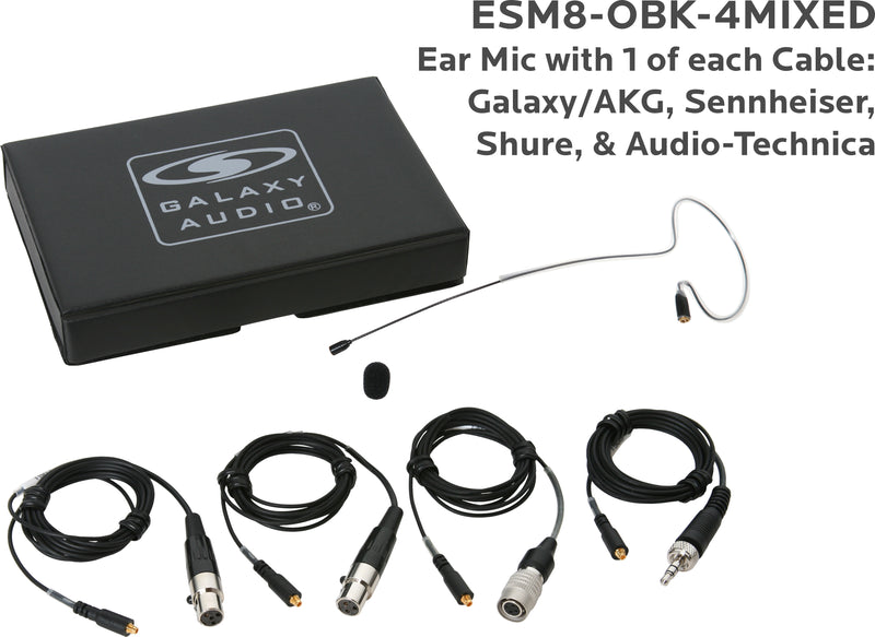 Galaxy Audio ESM8-OBK-4MIXED Earset Mic 4 Cables-Mixed