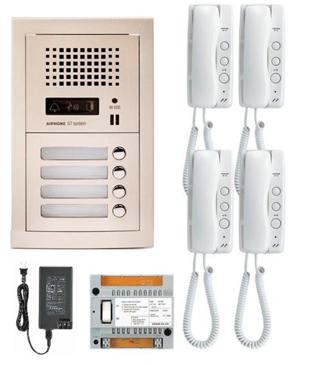 Aiphone GT-4H 4 Apartment Multi Tenant Audio Handset Intercom System Set