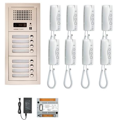 Aiphone GT-8H 8 Apartment Multi Tenant Audio Handset Intercom System Set