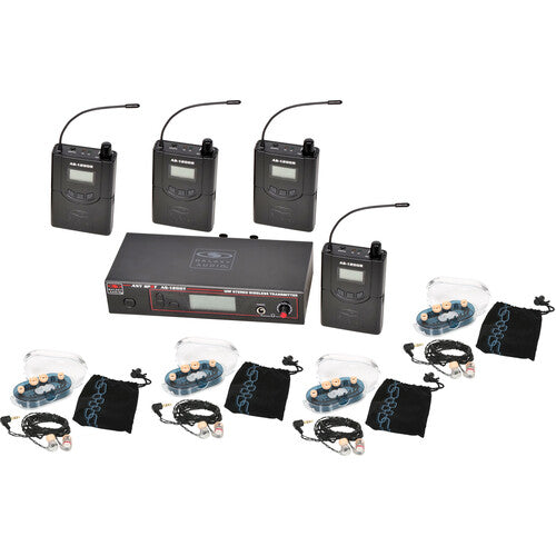 Galaxy Audio AS-1206-4N Band Pack Wireless In-Ear Monitor System with 4 Receivers & EB6 Earbuds (N: 518 to 542 MHz)
