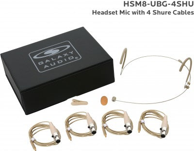 Galaxy Audio HSM8-UBG-4SHU Headset Mic 4 Shure Cables