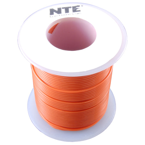 NTE WT26-03-100 Wire Teflon 26 Gauge Orange 100 Feet                                                                