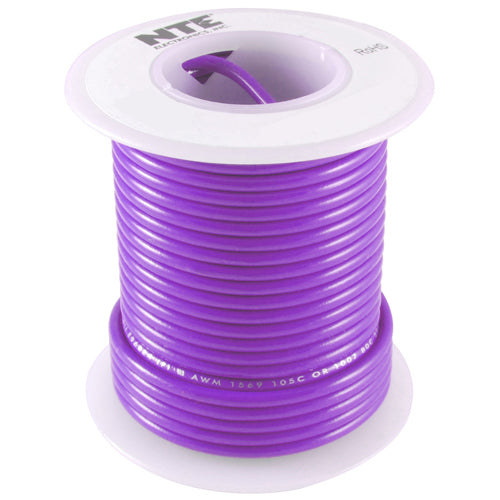 NTE WT24-07-100 Wire Teflon 24 Gauge Violet 100 Feet                                                                