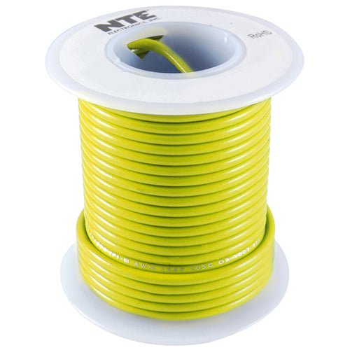 NTE WT22-04-100 Wire Teflon 22 Gauge Yellow 100 Feet                                                                