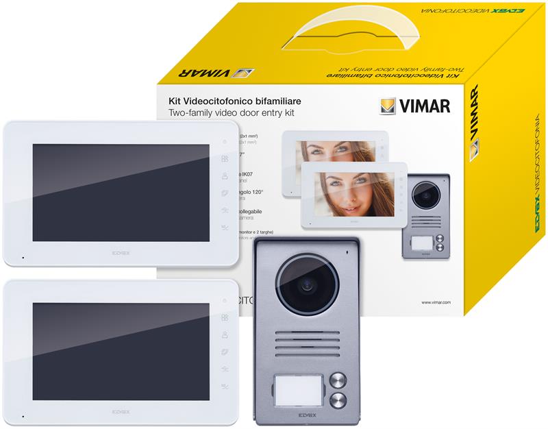 Vimar Elvox K40911 Video door entry kit containing 2 hands-free 7 inch monitors