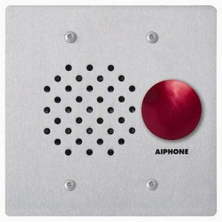 Aiphone LE-SSR Flush Mt.,2-Gang Stainless Sub-Station with Red Mushroom Button