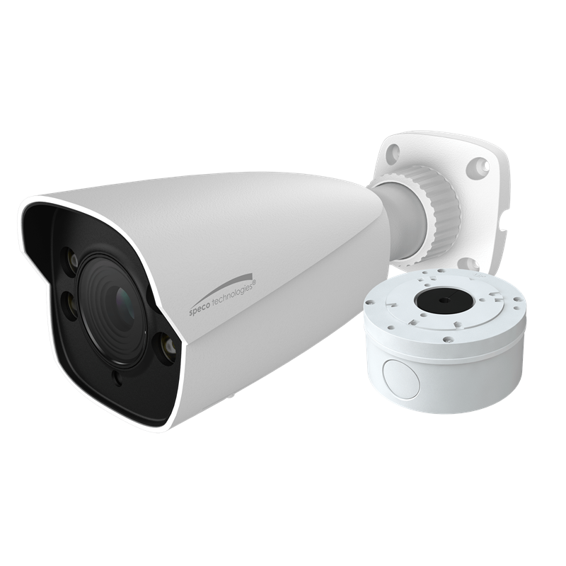 Speco O2VB1V 2MP H.265 IP Bullet Camera with IR, 2.8-12mm VF Lens, Included Junction Box, White