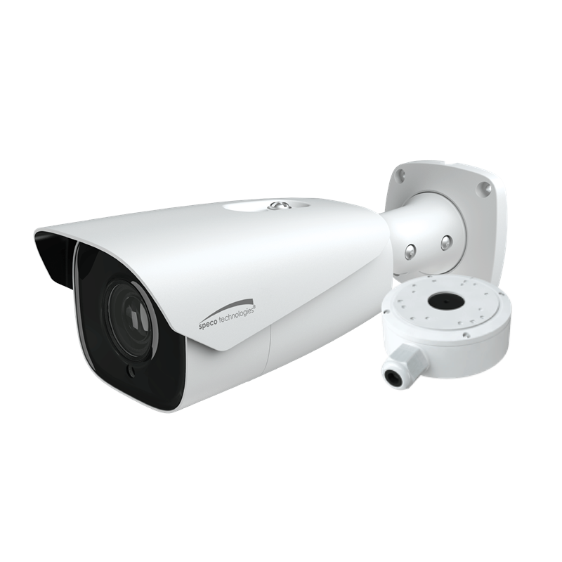Speco O4B7M 4MP H.265 AI IP Bullet Camera, IR, 2.8-12mm motorized lens, White Housing