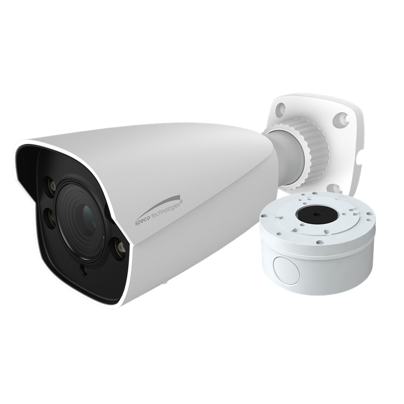 Speco O4VB1M 4MP H.265 IP Bullet Camera with IR, 2.8-12mm motorized Lens, White