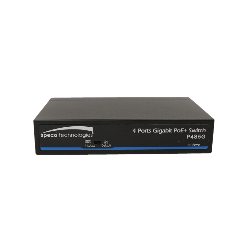 Speco P4S5G 5-port switch, 4-port PoE Full Gigabit, 802.3 af/at