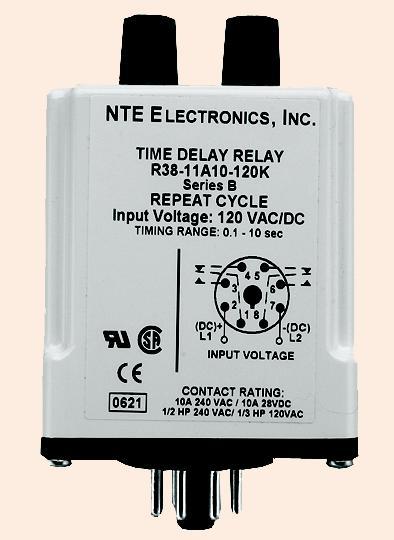 NTE Relay R38-11A10-120K NTE R38-11A10-120K Repeat Cycle Timer Relay, DPDT, 10 Amp,120 VAC
