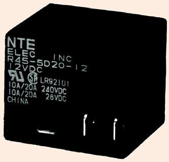 NTE Relay R45-1D30-12F NTE R45-1D30-12F  Industrial Printed Circuit Mount Relay,SPST,Flange Mount, 30 Amp,12 VDC