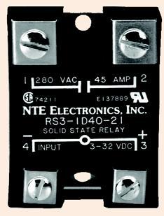NTE Relay RS3-1D40-41 NTE RS3-1D40-41  Panel Mount, Heavy Duty, Solid State AC & DC Power Relay, 10 Amp, SCR
