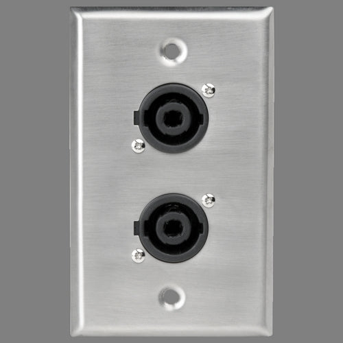 Atlas Sound SG-NL4MP-2 Single Gang Stainless Steel Plate with (2) NL4MP 4 pole connectors