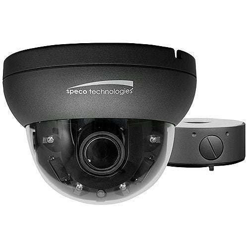Speco H4FD1M 4MP HD-TVI FIT Dome Camera, 2.7-12mm Motorized lens, Grey Housing, Included Junc Box, TAA,NDAA