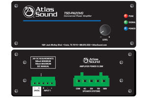 Atlas Sound TSD-PA20VG 1x20 Watt Global Commercial Amplifier