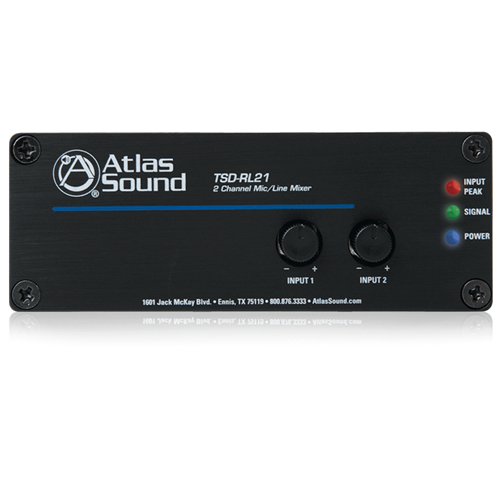 Atlas Sound TSD-RL21 2x1 Mic/ Line Mixer with Remote Level