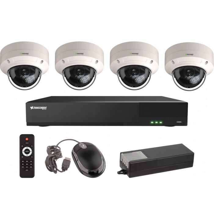 Vitek VT-TH5KT820TD-2 8 Channel 4-IN-1 (TVI/AHD/CVI/CVBS) DVR, 20TB with 4 x 5 Megapixel Vandal Dome Cameras, 2.8mm Lens