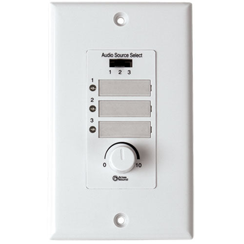 Atlas Sound WPD-MIX42RT Wall Plate Input Select Switch, Volume Control 10k Pot with System Indicator