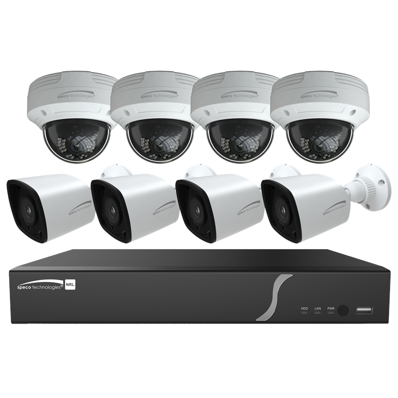 Speco ZIPL8BD2 Plug & Play 8-Channel,2 TB NVR and IP Camera Kit w/4 each full HD 1080p Outdoor IR Bullet and Dome Cameras