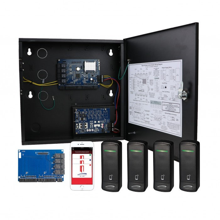 Speco ACKITM1 4 Door Access Control Kit with Bluetooth Mobile Reader & Credentials