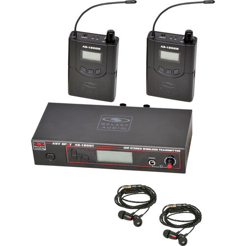 Galaxy Audio AS-1200-2P4 Twin Pack Wireless In-Ear Monitor System with 2 Receivers & EB4 Earbuds