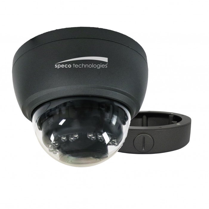 Speco HT5940TMB 2MP HD-TVI IR Dome Camera 2.8-12mm motorized lens, Included Junction Box, Dark Black, TAA