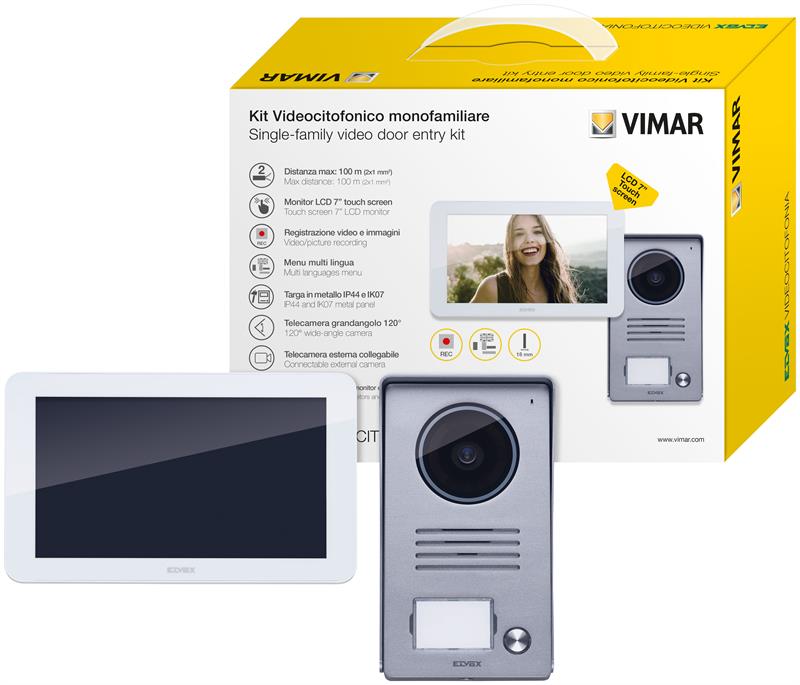 Vimar Elvox K40915 Video Door Entry kit w/ hands-free 7 inch touch screen